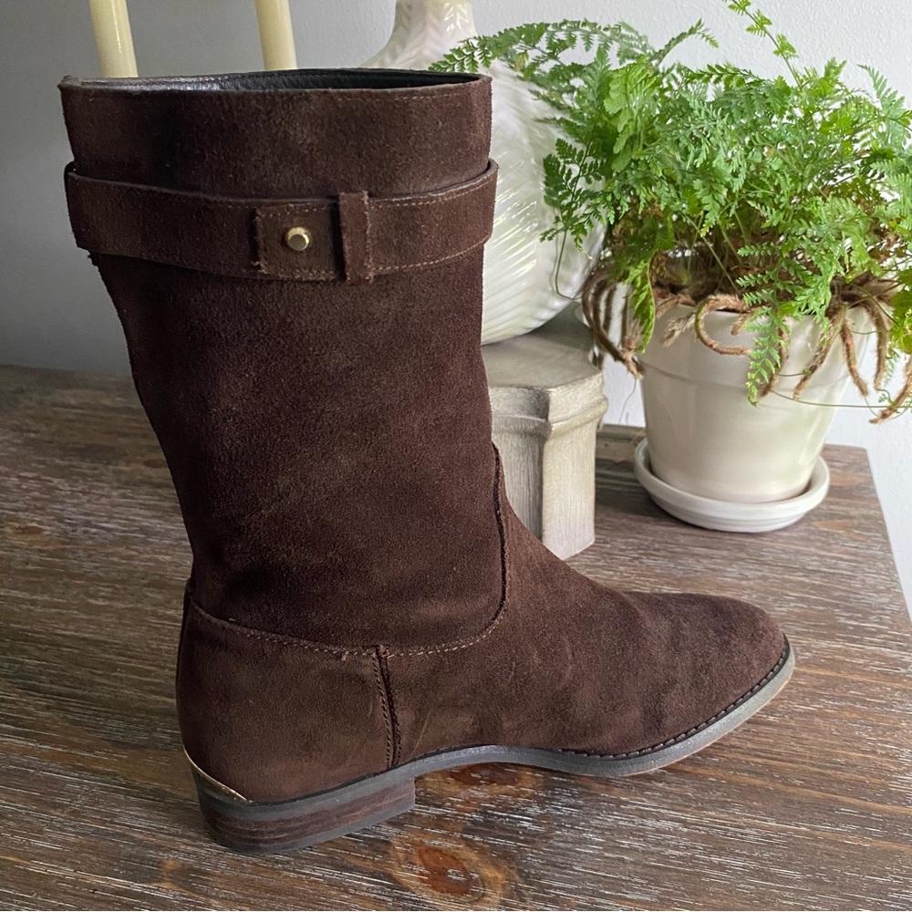 Michael Kors Rhea Suede Leather Fringe Pull On Moccasin Mid Calf Boots Women 7.5 - Picture 9 of 13
